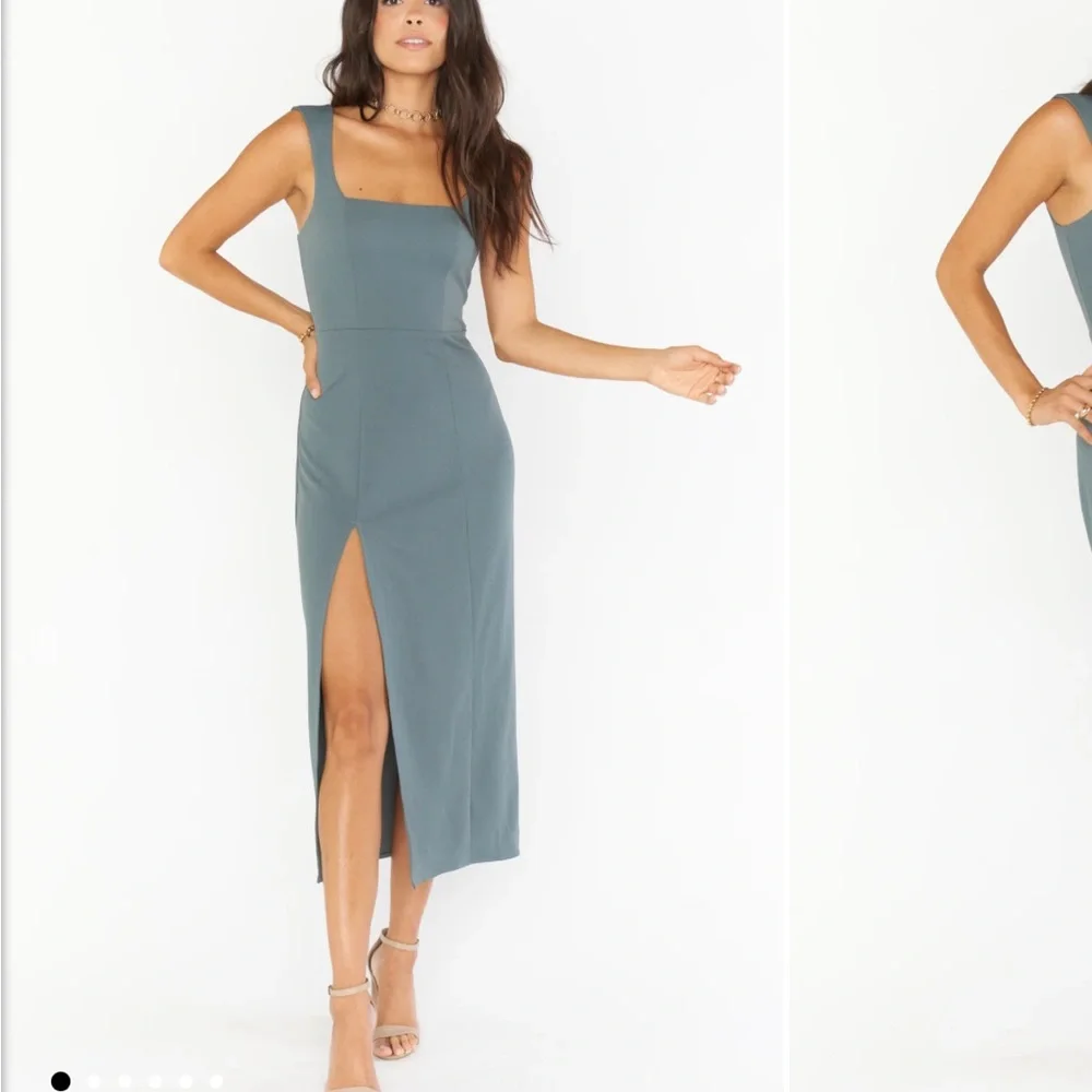 Show me your Mumu brand new with. Tags Eden midi dress in dusty sage stretch - Picture 3 of 10